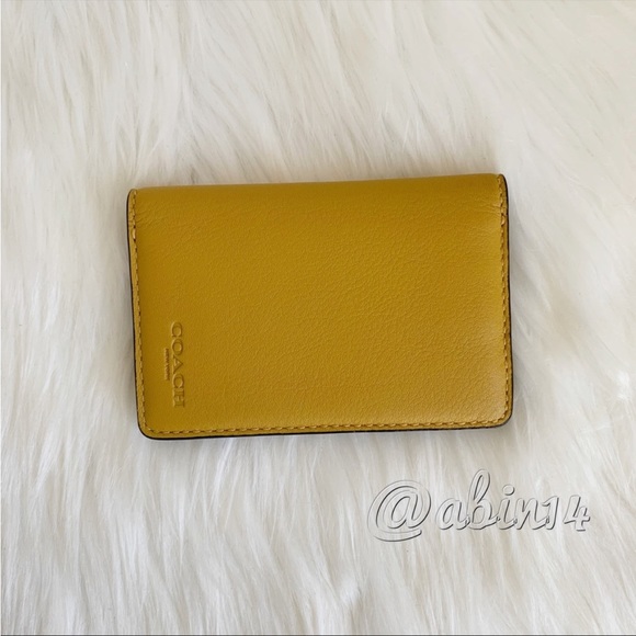 NWT Coach Flax Leather Colorblock Card Case Wallet wth Signature Canvas Interior - Picture 8 of 8